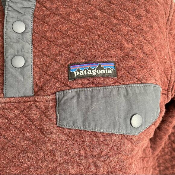 Patagonia Cotton Quilt Snap Pullover Small Red Maroon Sweatshirt Organic - Picture 6 of 8